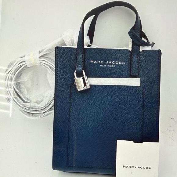 Marc Jacobs Blue Leather Mini Tote Crossbody New - Picture 1 of 6